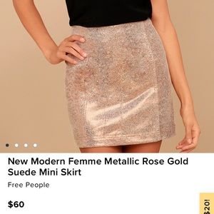 Free People Metallic Rose Gold Mini Skirt